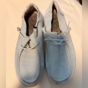 Hey Dude Silver Sparkle Wendy Shoes, Size 9